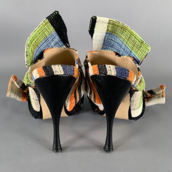 No. 21 Size 7.5 Tan Multi-Color Raso Peep Toe Pumps - Picture 3 of 7